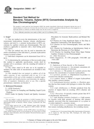 ガスクロマトグラフィーによるベンゼン、トルエン、キシレン (BTX) 濃縮物の分析のための標準試験方法