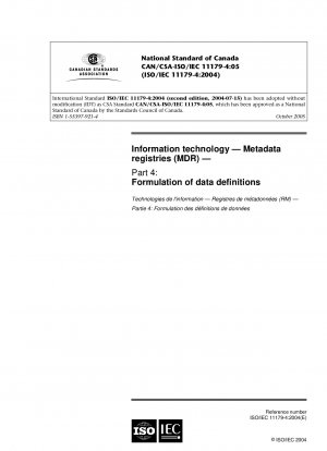 情報技術メタデータ レジスタ (MDR) パート 4: データ定義の開発