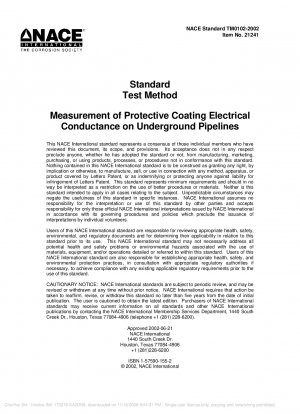 地下パイプラインの保護コーティングの導電率の測定 プロジェクト番号 21241