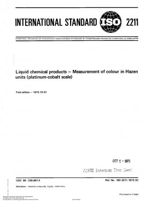 Hazen ユニット (プラチナ-コバルトスケール) 液体化学物質の比色定量
