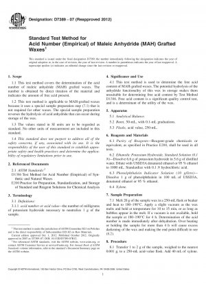 無水マレイン酸 (MAH) グラフトワックスの酸価の標準試験法 (経験的)