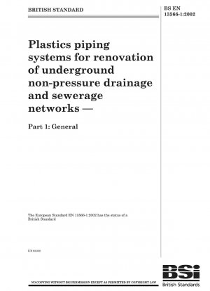 地下の非加圧排水および下水道ネットワークの改修用のプラスチック パイプ システム 一般原則