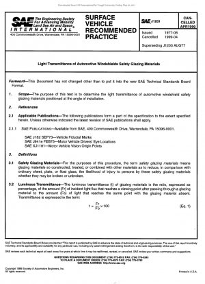 自動車フロントガラス用安全亜鉛めっき材料の光透過率に関する推奨実施基準 1977 年 8 月