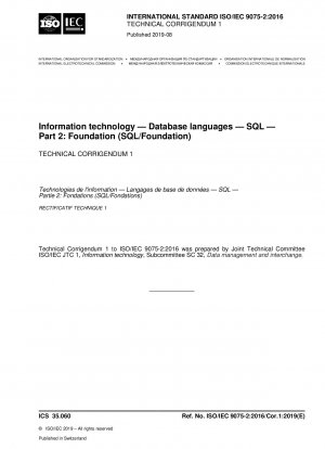 情報技術、データベース言語、SQL、パート 2: 基本原則 (SQL/基本原則) 技術訂正事項 1