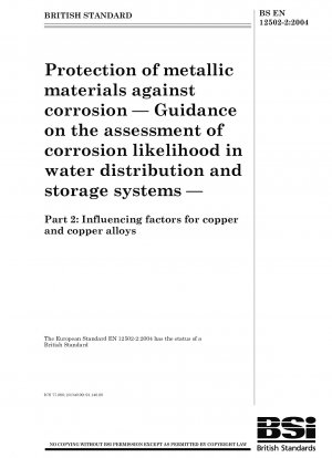 金属材料の防食 配水および貯蔵システムにおける腐食の可能性を評価するためのガイドライン 銅および銅合金に影響を与える要因