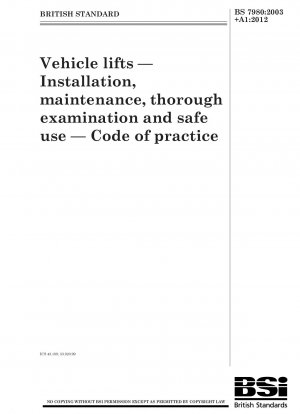 車両用リフトの設置、メンテナンス、完全な検査、および安全な操作 実践規範