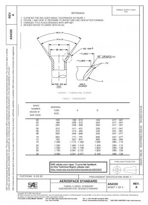 フレアパイプ設計の標準寸法