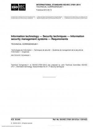 情報技術、セキュリティ技術、情報セキュリティ管理、要件技術修正書 1