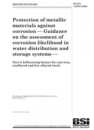 金属材料の腐食防止 配水および貯蔵システムにおける腐食の可能性を評価するためのガイドライン 鋳鉄、非合金鋼、および低合金鋼に影響を与える要因