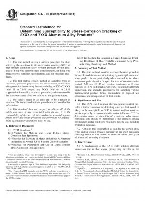2XXX および 7XXX アルミニウム合金製品の応力腐食割れ感受性を決定するための標準試験方法