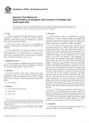 硫酸化油およびスルホン化油の無機塩含有量を測定するための標準試験方法