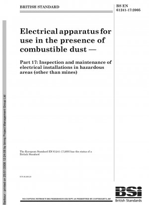 可燃性粉塵環境での電気設備危険場所での電気設備の検査と保守（鉱山を除く）
