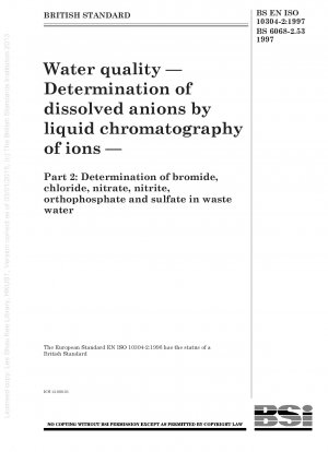水性イオン液体クロマトグラフィーによる溶存陰イオンの定量その 2: 廃水中の臭化物、塩化物、硝酸塩、亜硝酸塩、オルトリン酸塩、硫酸塩の定量