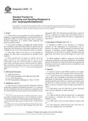 ビスフェノール A (4,4&x2032;
　——ジフェノールプロパン) のサンプリングと取り扱いの標準手順