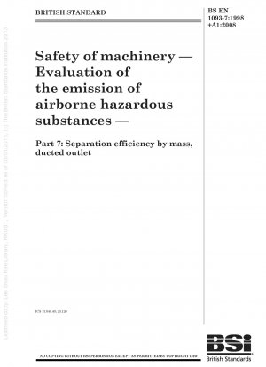 機械の安全性 空気中の有害物質の排出評価 パイプライン排出口での物質分離効率