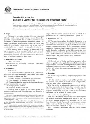 物理的および化学的試験のための皮革のサンプリングの標準操作手順