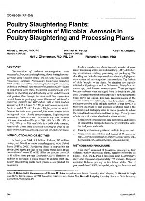 家禽屠殺場: 家禽屠殺場および処理場における微生物エアロゾルの濃度 RP-834