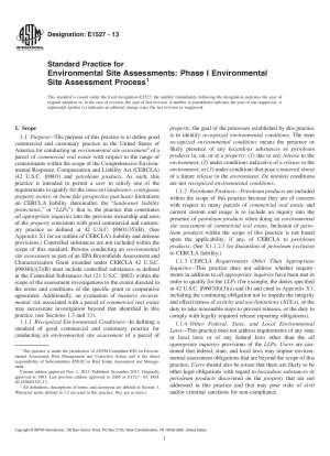 環境サイト評価の標準慣行: フェーズ I 環境サイト評価プロセス