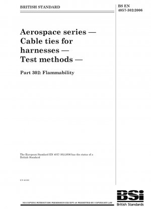 航空宇宙シリーズ、ワイヤーおよびケーブルタイ、試験方法、パート 302: 可燃性