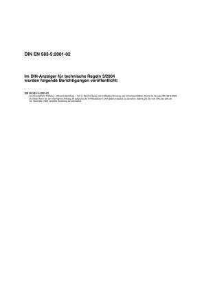 非破壊検査 - 超音波検査 - パート 5: 不均一性の説明と寸法、ドイツ語版 EN 583-5:2000
