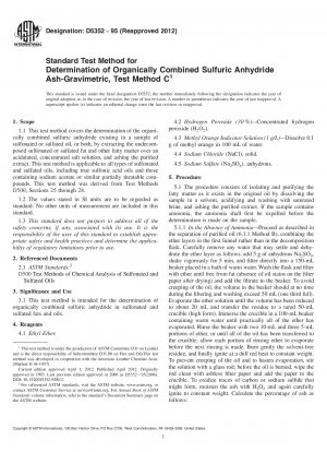 灰重量分析による有機合成無水硫酸の測定のための標準試験方法 試験方法 C