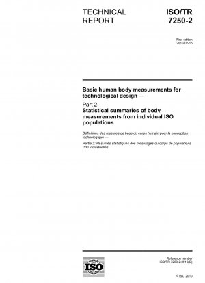 技術設計のための基本的な人体測定測定 パート 2: 個々の ISO 集団における人体測定測定の統計的概要。