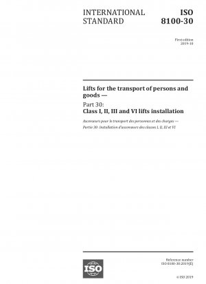 人および物品の輸送のためのリフト パート 30: カテゴリー I、II、III および VI のリフトの設置