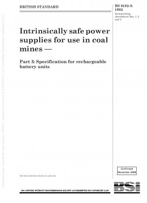 炭鉱用本質安全電源 第3部：充電式電池パックの仕様