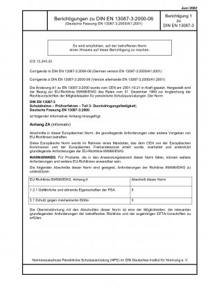 DIN EN 13087-3:2000-06、ドイツ語版 EN 13087-3:2000/A1:2001 の技術的訂正事項