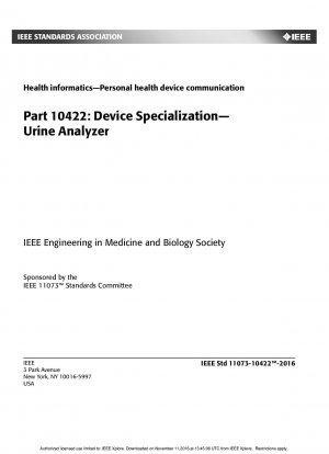 医療情報学パーソナルヘルスデバイス通信パート 10422: デバイス特化型尿分析装置