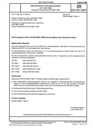 歯科用カートリッジシリンジ (ISO 9997:1999)、ドイツ語版 EN ISO 9997:1999
