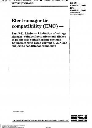 電磁適合性 制限値 公共低圧電源システムの電圧変化、電圧変動およびフリッカ制限値 定格電流 75A および指定された接続条件の機器