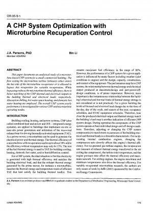 マイクロガスタービン回収制御用CHPシステムの最適化