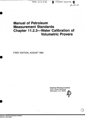 石油計量標準マニュアル 第 11.2.3 章 容量校正器の水校正 (R 1996)