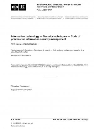 情報技術、セキュリティ技術、情報セキュリティ管理実装仕様書、技術修正書1