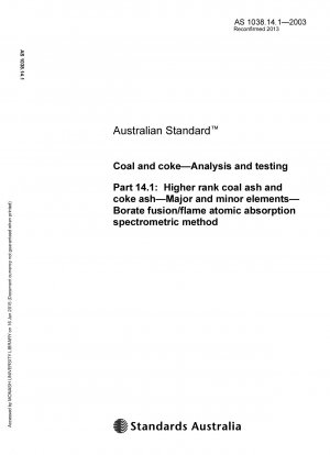 石炭およびコークスの分析および試験 高度な石炭およびコークス灰の主要および微量元素 ホウ酸塩核融合/フレーム原子吸光分析