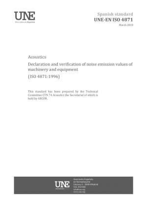 音響機械および装置からの騒音放射値の宣言と検証 (ISO 4871:1996)