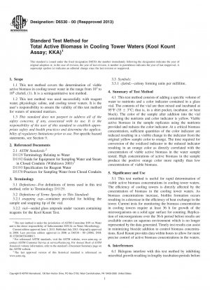 冷却塔水中の総活性バイオマスの標準試験法 (クール・カウント法; KKA)