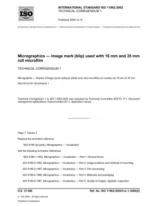 マイクロ写真 16 mm および 35 mm マイクロフィルム用の画像マーク付き (レーダーによって表示される画像) 技術訂正事項 1