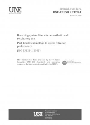 麻酔および呼吸器用途のための呼吸器系フィルター パート 1: 濾過性能を評価するための塩分試験方法 (ISO 23328-1:2003)