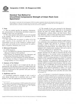 無傷の岩石コア試験片の一軸圧縮強度の標準試験方法