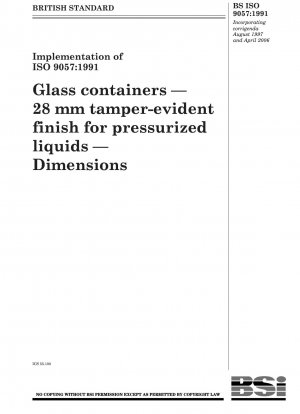 ガラス容器 - 28 mm タンパー - 加圧液体の可視表面 - 寸法