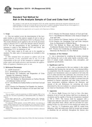 石炭およびコークスのサンプル中の灰分含有量の標準試験方法