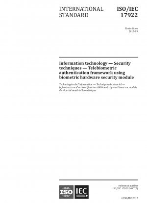 情報技術 - セキュリティ技術 - 生体認証ハードウェア セキュリティ モジュールを使用した TV 認証フレームワーク