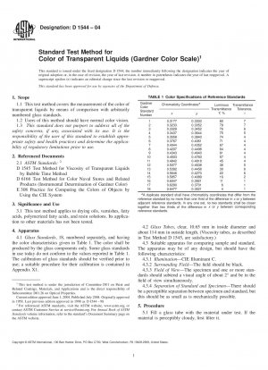 透明液体の色の標準試験法（ガードナーカラースケール）