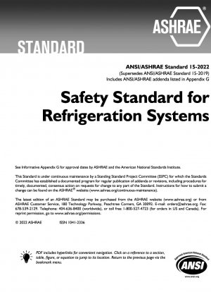付録 G 冷凍システムの安全規格に記載されている ANSI/ASHRAE 追加条項を含む