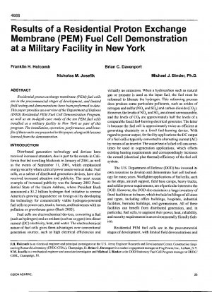 ニューヨークで開催、軍事施設での家庭用陽子交換膜（PEM）燃料電池のデモンストレーションの結果