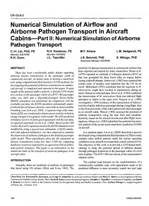 航空機客室内の空気の流れと空気感染病原体感染の数値シミュレーション パート 2: 空気感染病原体感染の数値モデリング