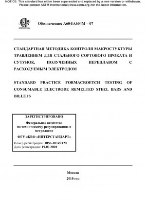 消耗電極再溶解鋼棒及び鋼片のマクロ腐食試験方法の標準規格