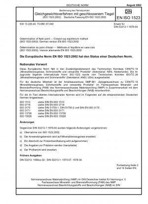 引火点の測定 密閉カップ平衡法 (ISO 1523:2002)、ドイツ語版 EN ISO 1523:2002